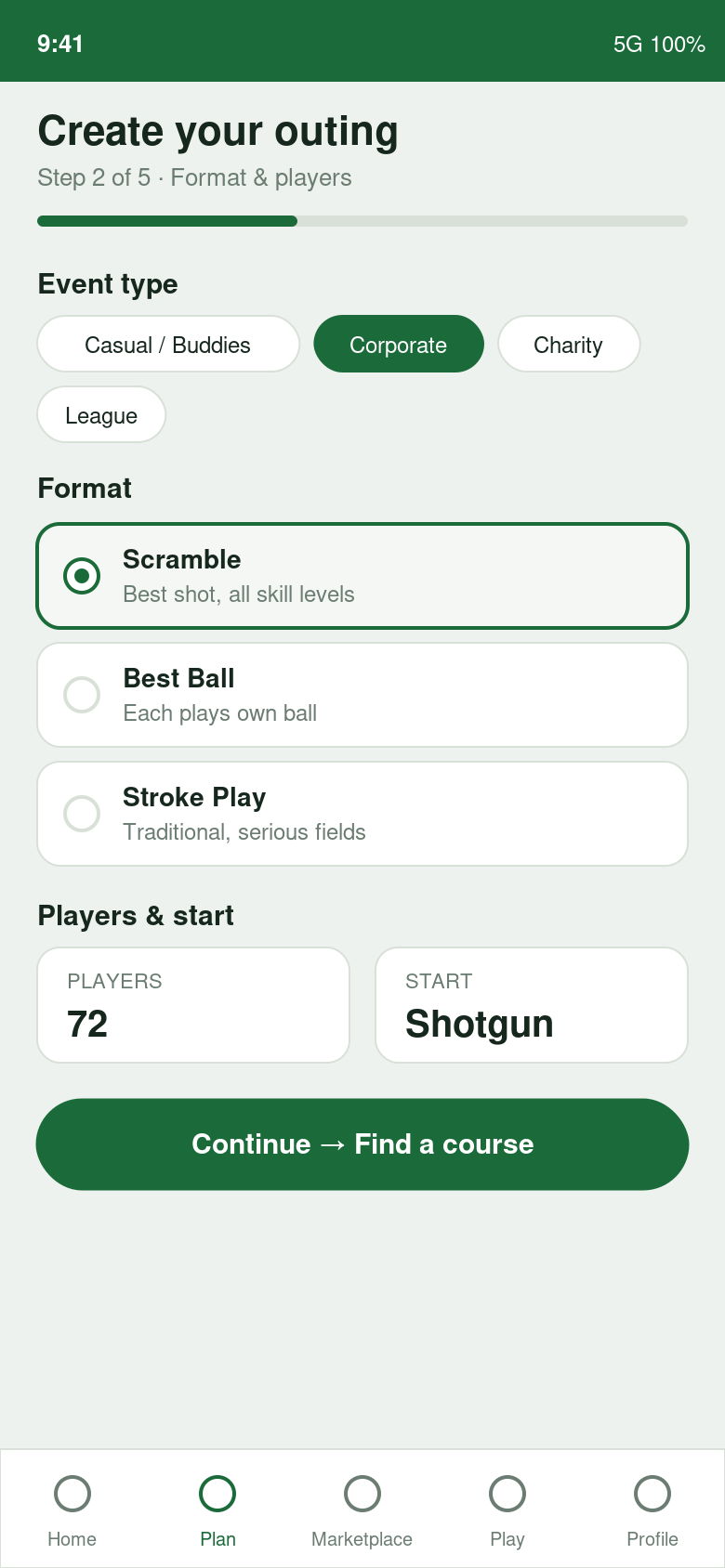 Event setup wizard